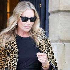 Kate Moss wearing leopard print in Paris