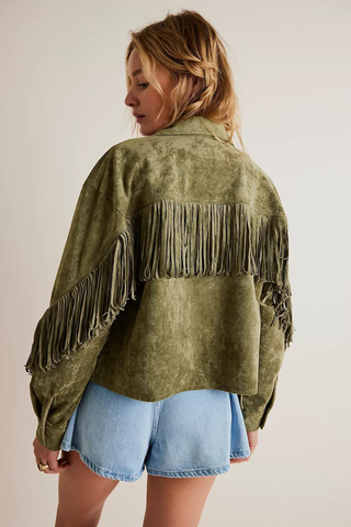 green fringe jacket