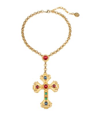 Gold Long Cross Pendant Necklace