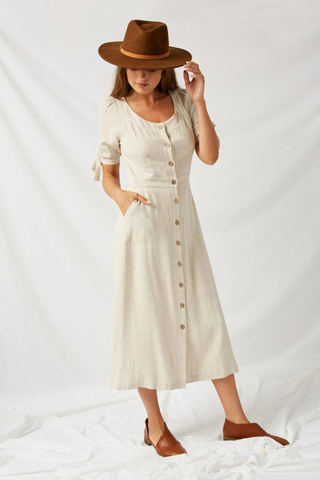 white long linen dress