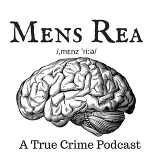 mens rea podcast cover art with an illustration of a brain