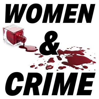 women and crime podcast cover art with a red bottle of nailpolish tipped over