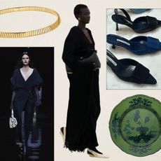 A collage featuring a mix of runway, Instagram, and market imagery showcasing luxury gift ideas for the holiday season.