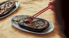 A plate of miso aubergine