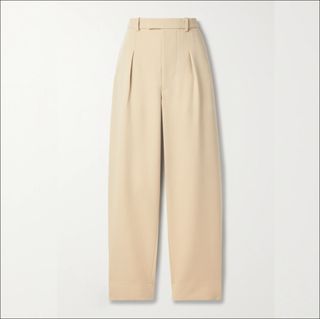 Pleated Wool Wide-Leg Pants