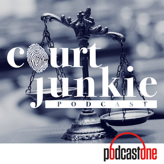 court junkie podcast cover art of a judicial scale