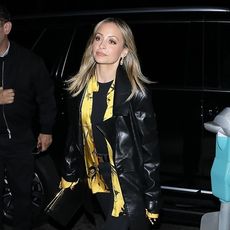 Nicole Richie wearing a leather jacket