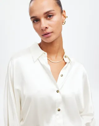 Madewell, Relaxed Dolman Button-Up Shirt in Satin