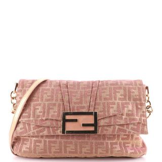 Fendi + Mia Flap Crossbody Bag Glitter Zucca Canvas Medium