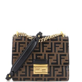 Fendi + Kan U Shoulder Bag Zucca Embossed Leather Small