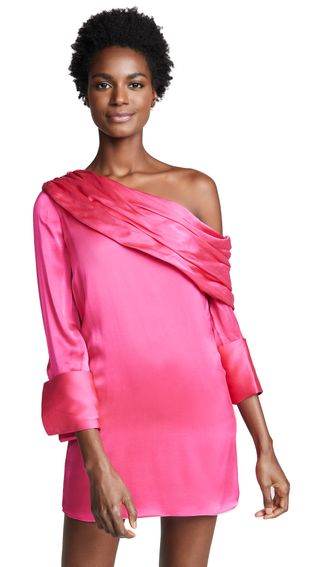 Alice + Olivia + Serina Off the Shoulder Draped Dress