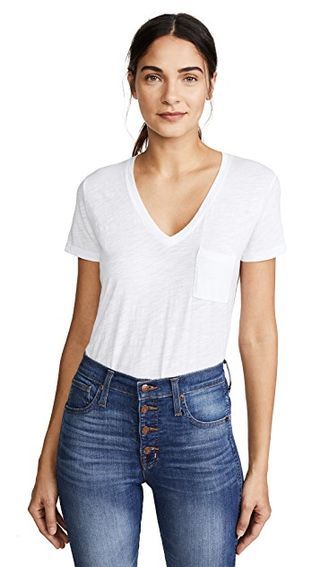 Madewell + Whisper Cotton V Neck Pocket Tee