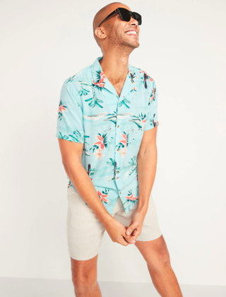 Old Navy + Tropical-Print Short-Sleeve Camp Shirt