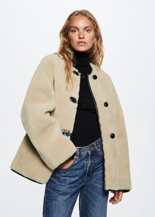 Mango + Appliqués Faux-Fur Coat