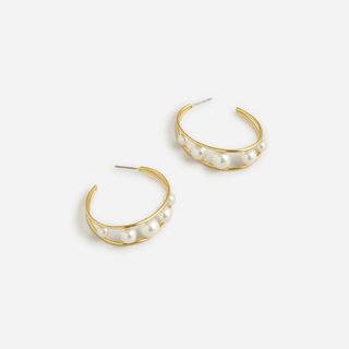 J.Crew + Pearl Double-Hoop Earrings