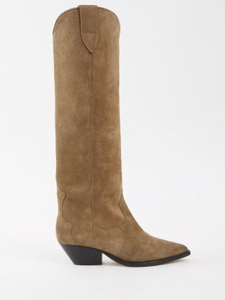 Isabel Marant + Denvee Embroidered Suede Cowboy Boots