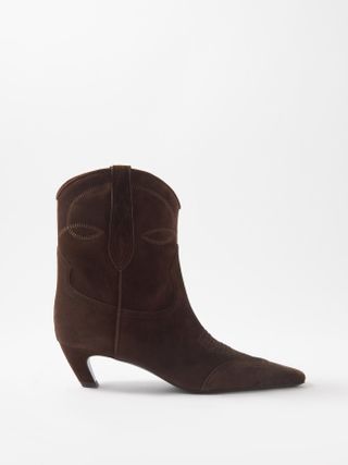 Khaite + Dallas Pointed-Toe Suede Boots