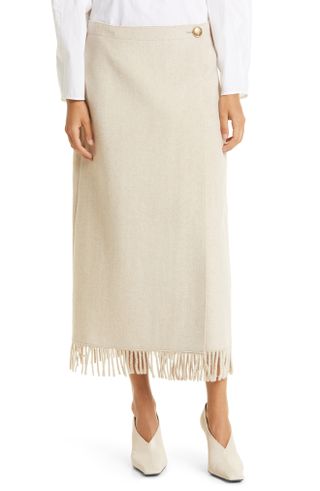 By Malene Birger + Ciarra Fringe Hem Wool Blend A-Line Skirt