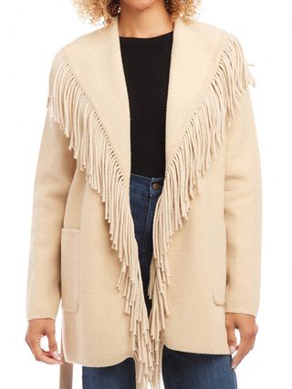 Karen Kane + Fringe Belted Longline Jacket