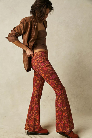 patterned flare jeans