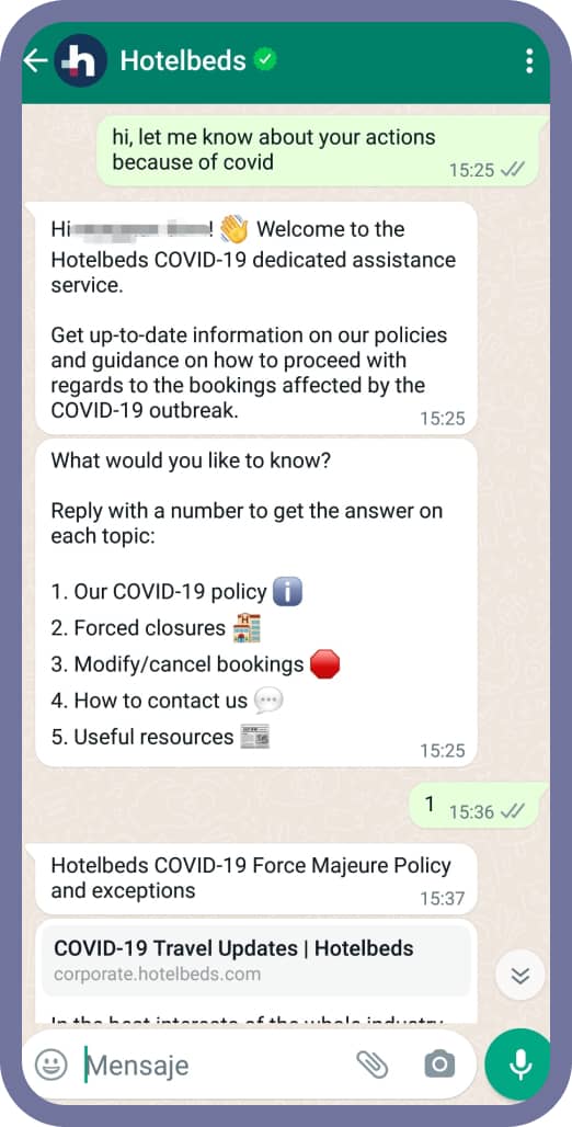 whatsapp mockup hotelbeds case study landbot