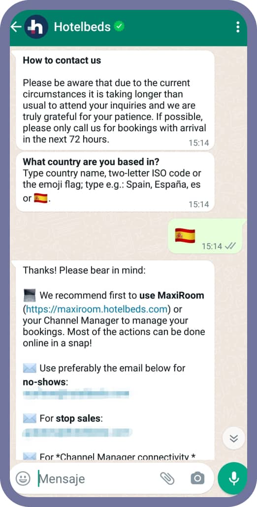 hotel beds chat whatsapp landbot