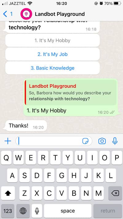 whatsapp bot buttons response