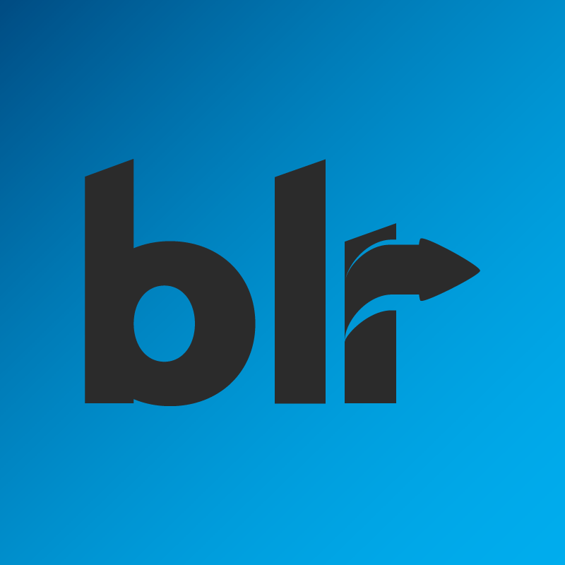 blr logo on blue background