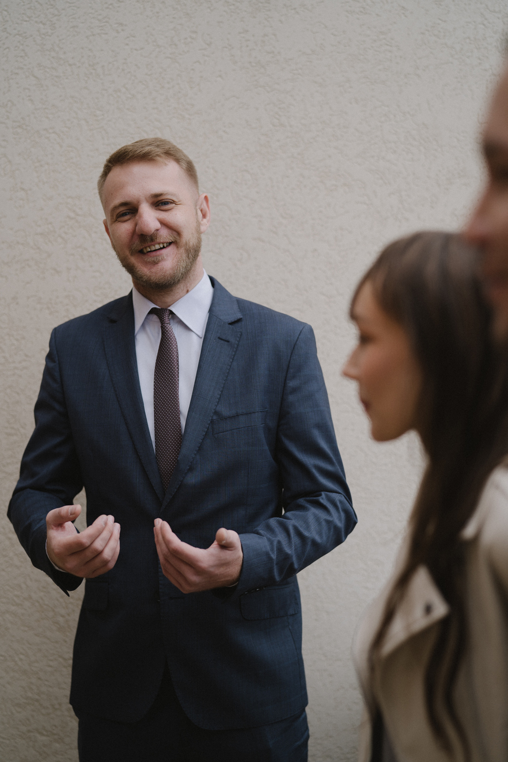 Business man talking to clients