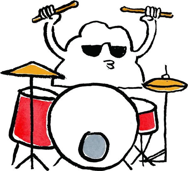 cloud playing the drums