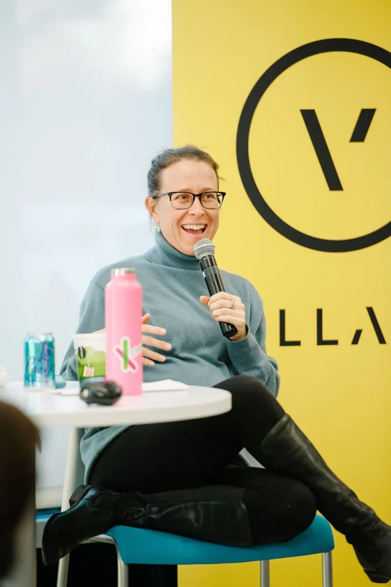 Anne Wojcicki speaks at a Village Global event