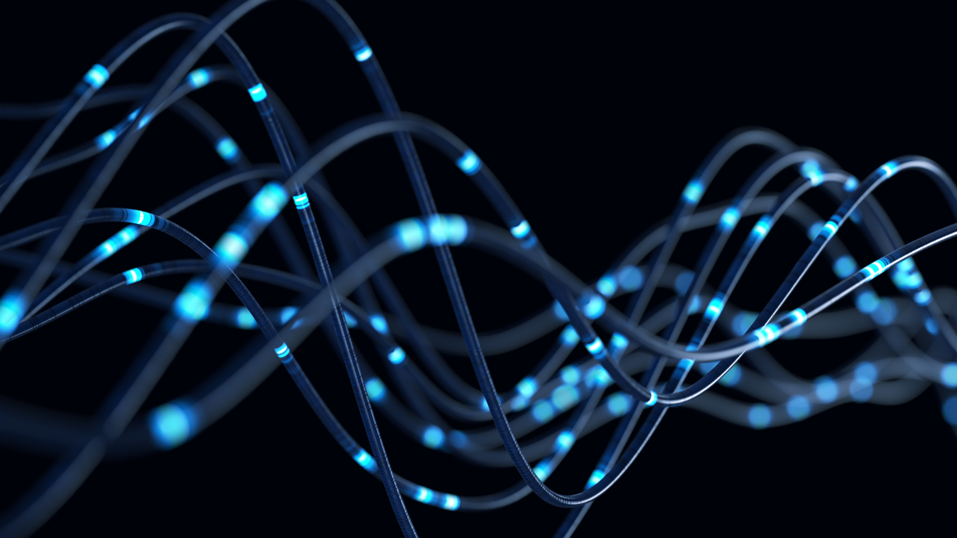 a series of blue lights visualized as a wavelength