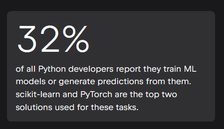 Nearly a third of Python developers use ML - from PSF-JetBrains Python Developer Survey 2023-2024 (screenshot)