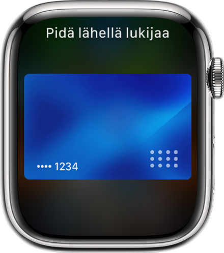 Apple Watch, jossa näkyy Apple Paylla suoritettu maksu.