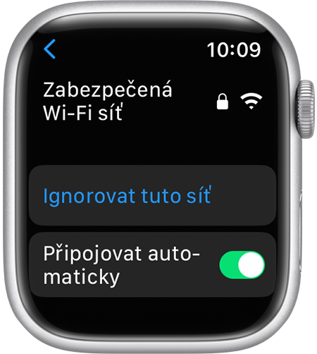 Volba Ignorovat síť na Apple Watch