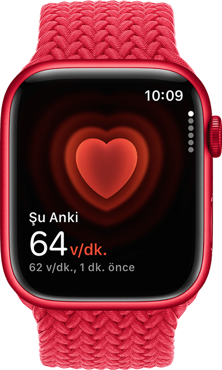 Kalp atış hızını 54 vuruş/dakika olarak gösteren bir Apple Watch