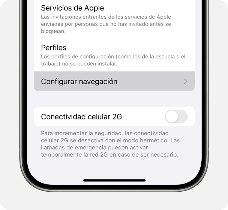 Para excluir una app o editar los sitios web excluidos, toca Configurar navegación.