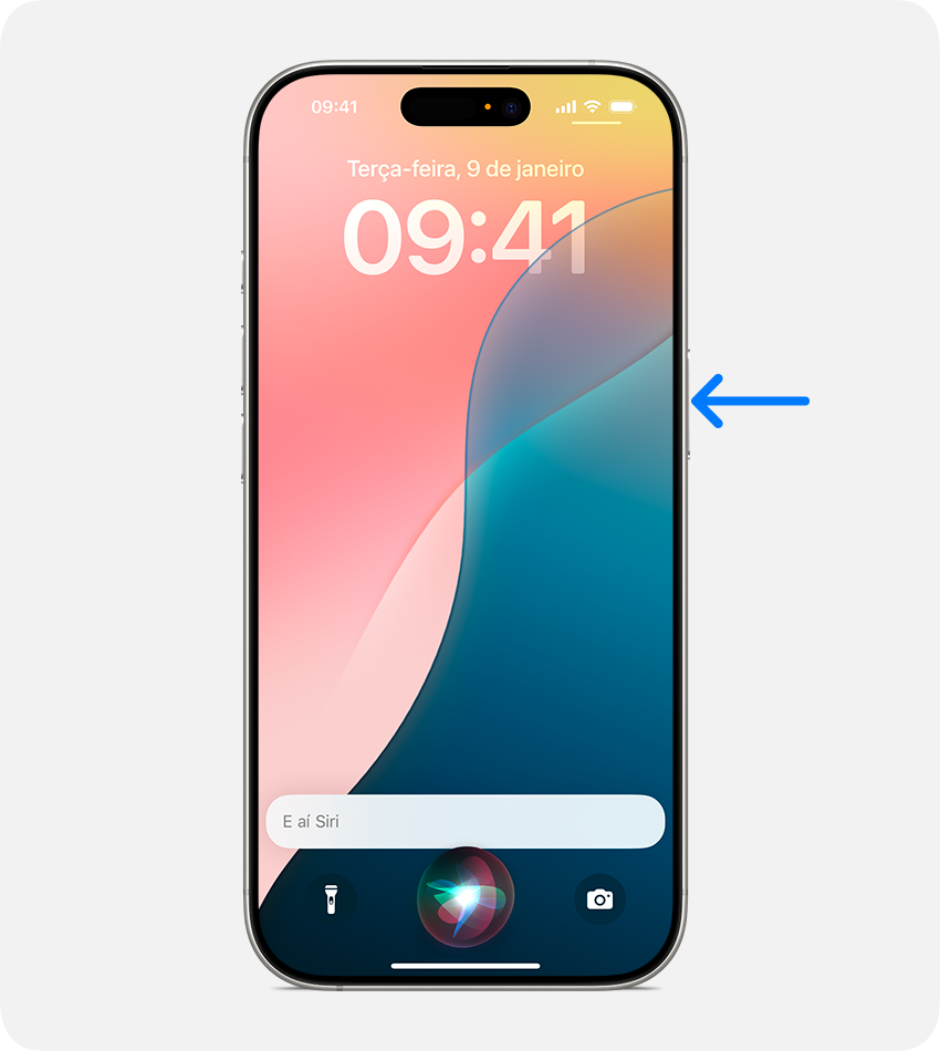Pressione o botão lateral no iPhone para chamar a atenção da Siri
