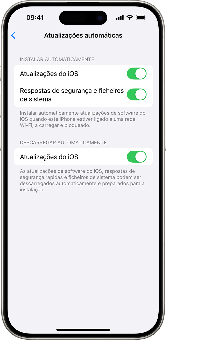 Um iPhone a mostrar o ecrã Atualizações automáticas