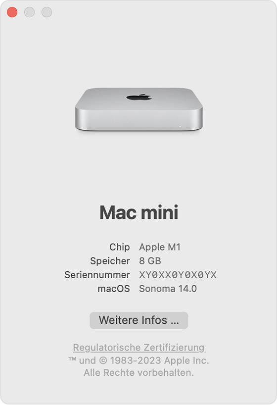 Fenster „Über diesen Mac”