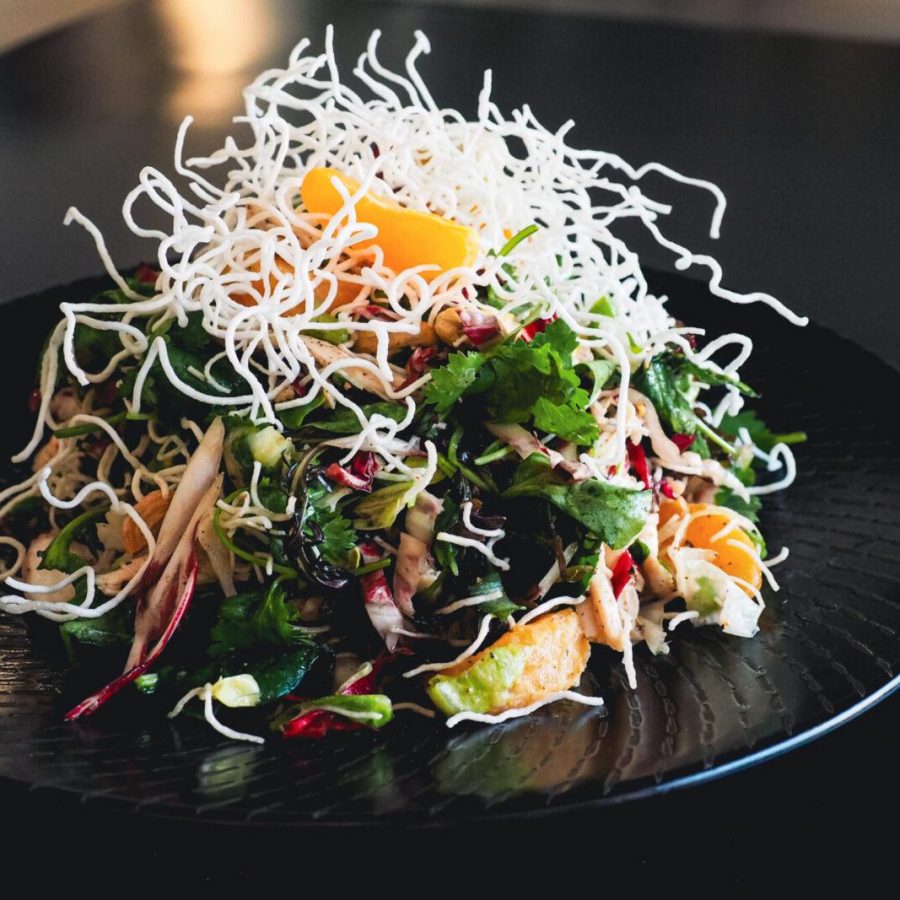 stir fried vegetables with crispy noodles