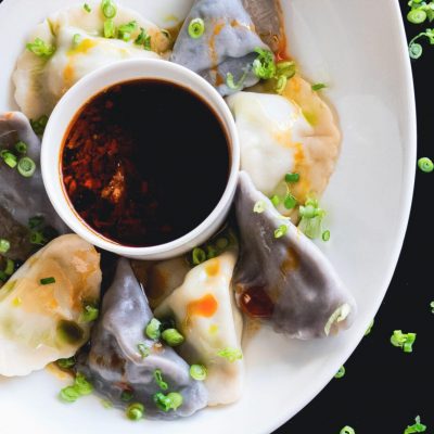 dumplings and sauce