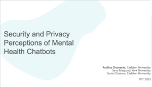 Title slide for Paulina's PST 2023 presentation, showing the title of the paper and list of authors.