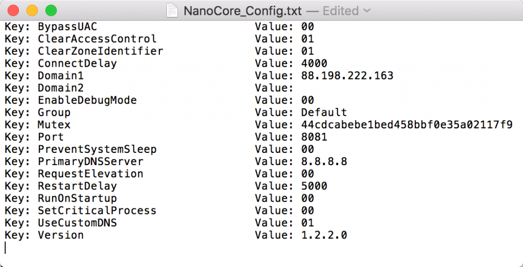 Figure 23: The NanoCore configuration, using Kevin Breen’s RATDecoders