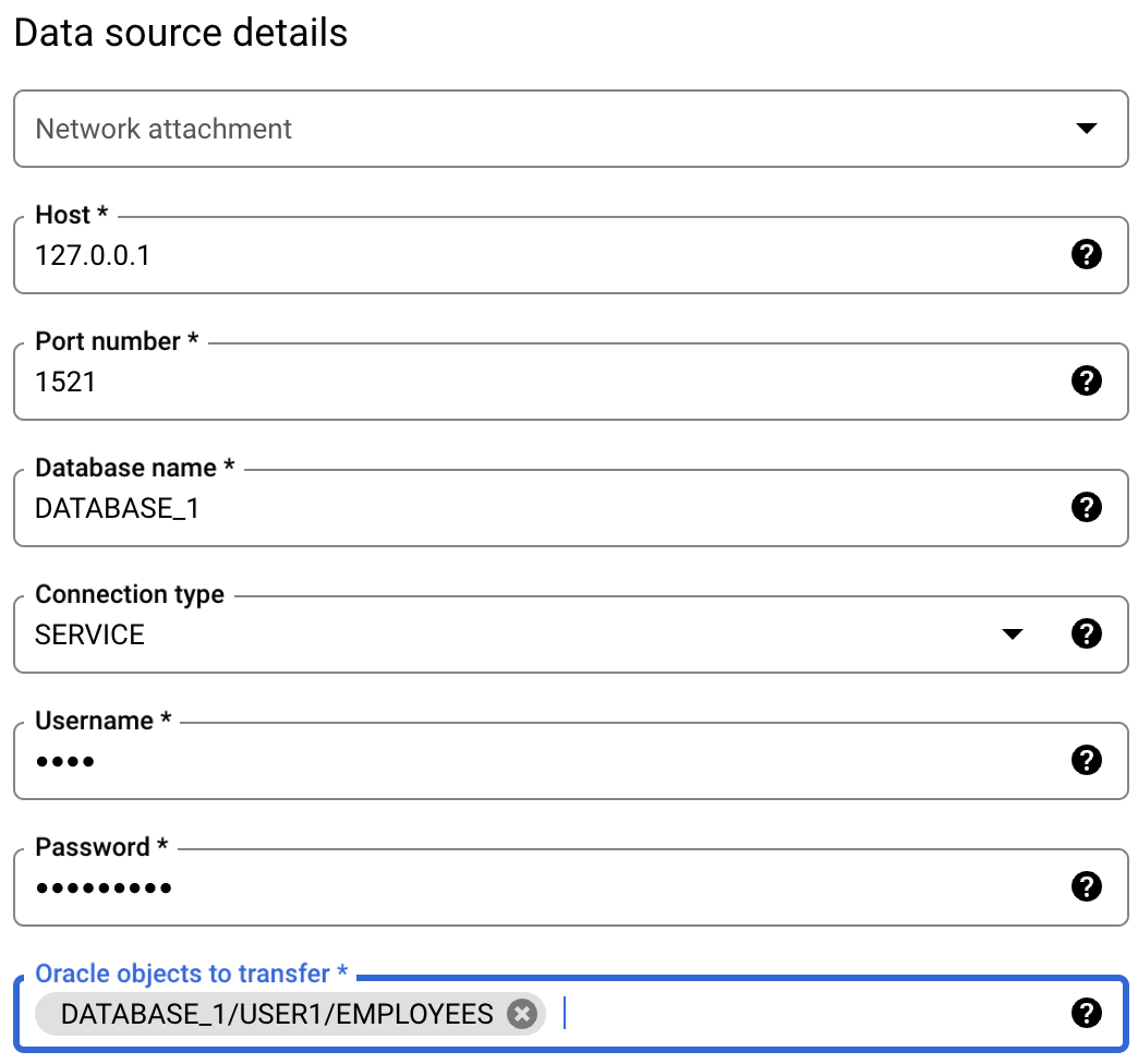 Mengonfigurasi konfigurasi transfer Oracle