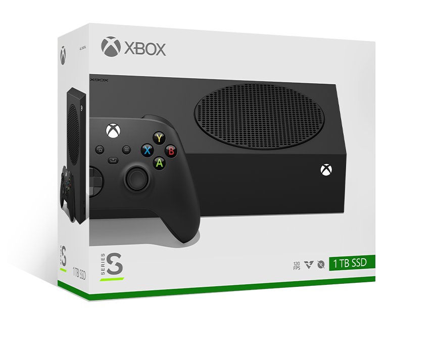 Caja de la Xbox Series S: 1 TB negro carbón con Mando inalámbrico Xbox: negro carbón