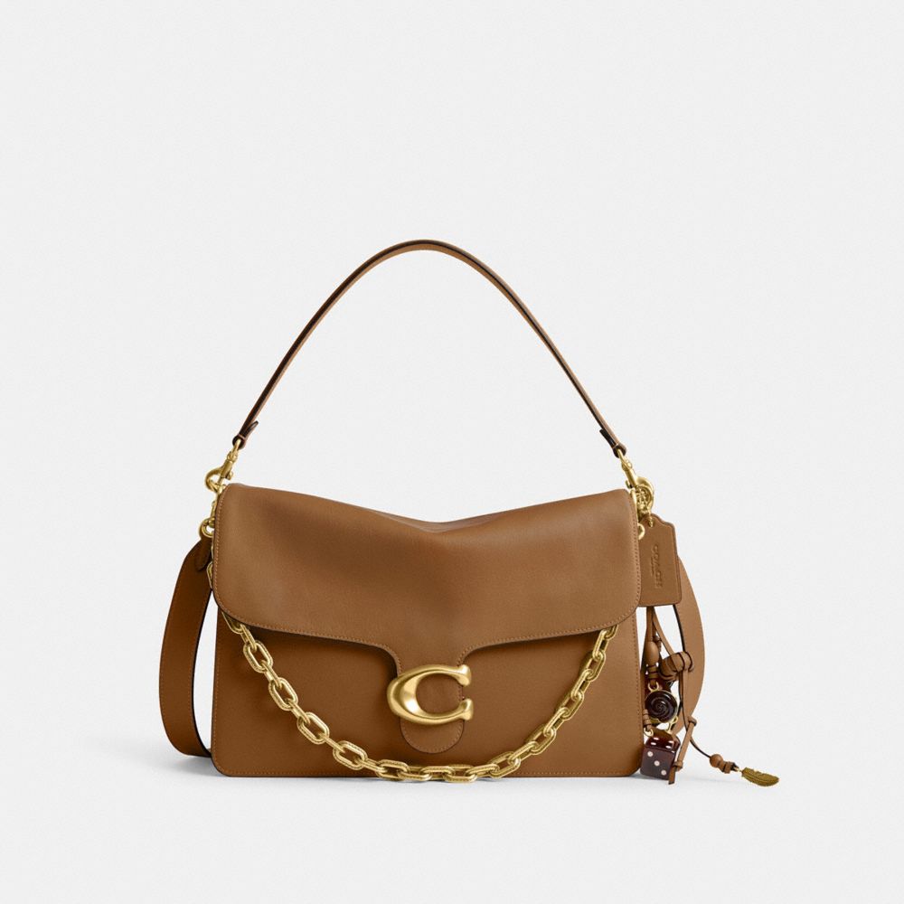 COACH®,Runway Chain Tabby Shoulder Bag 35,Brown,Front View