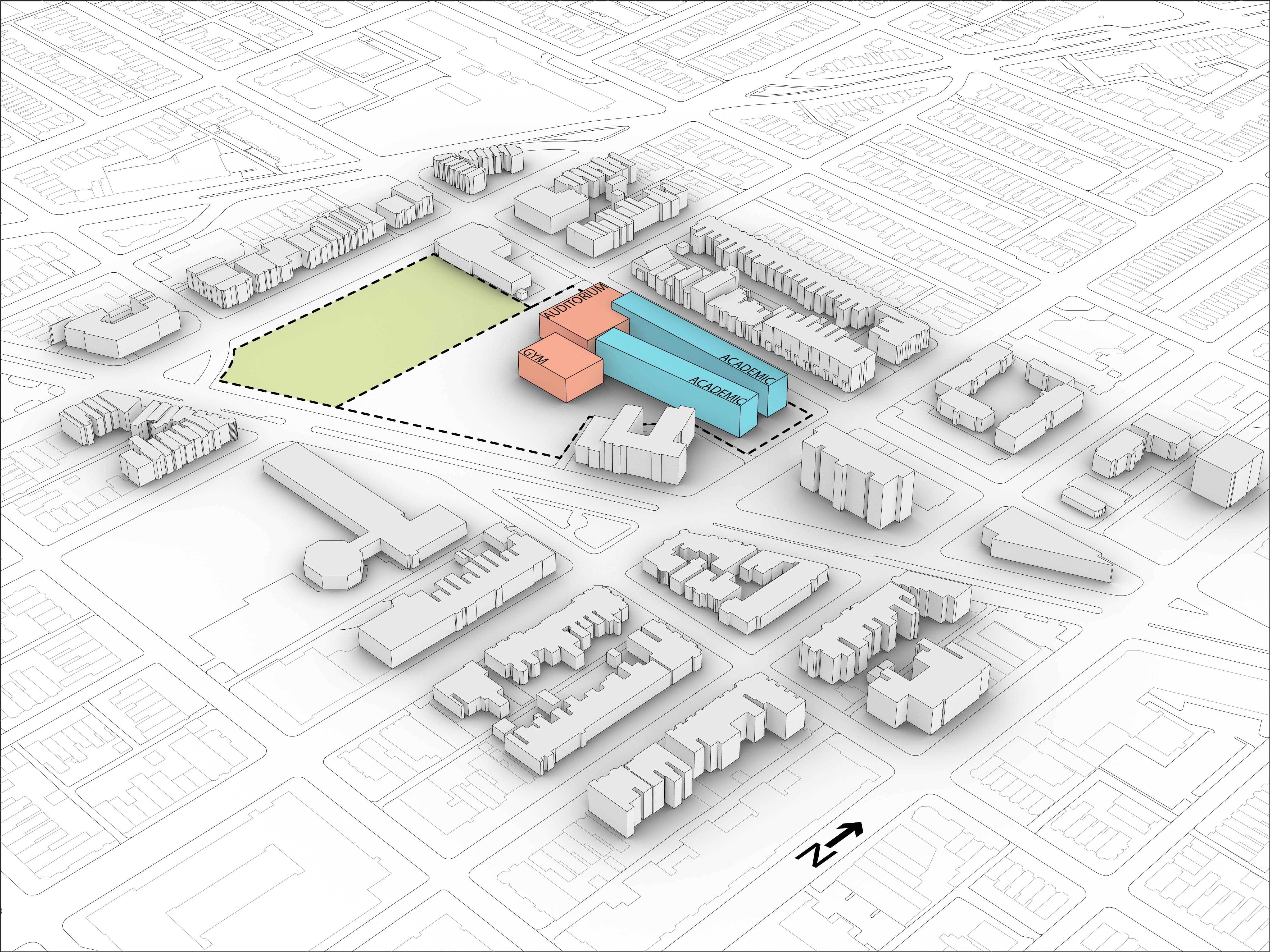 Graphique des étapes de conception nécessaires pour générer le plan de masse du bâtiment.