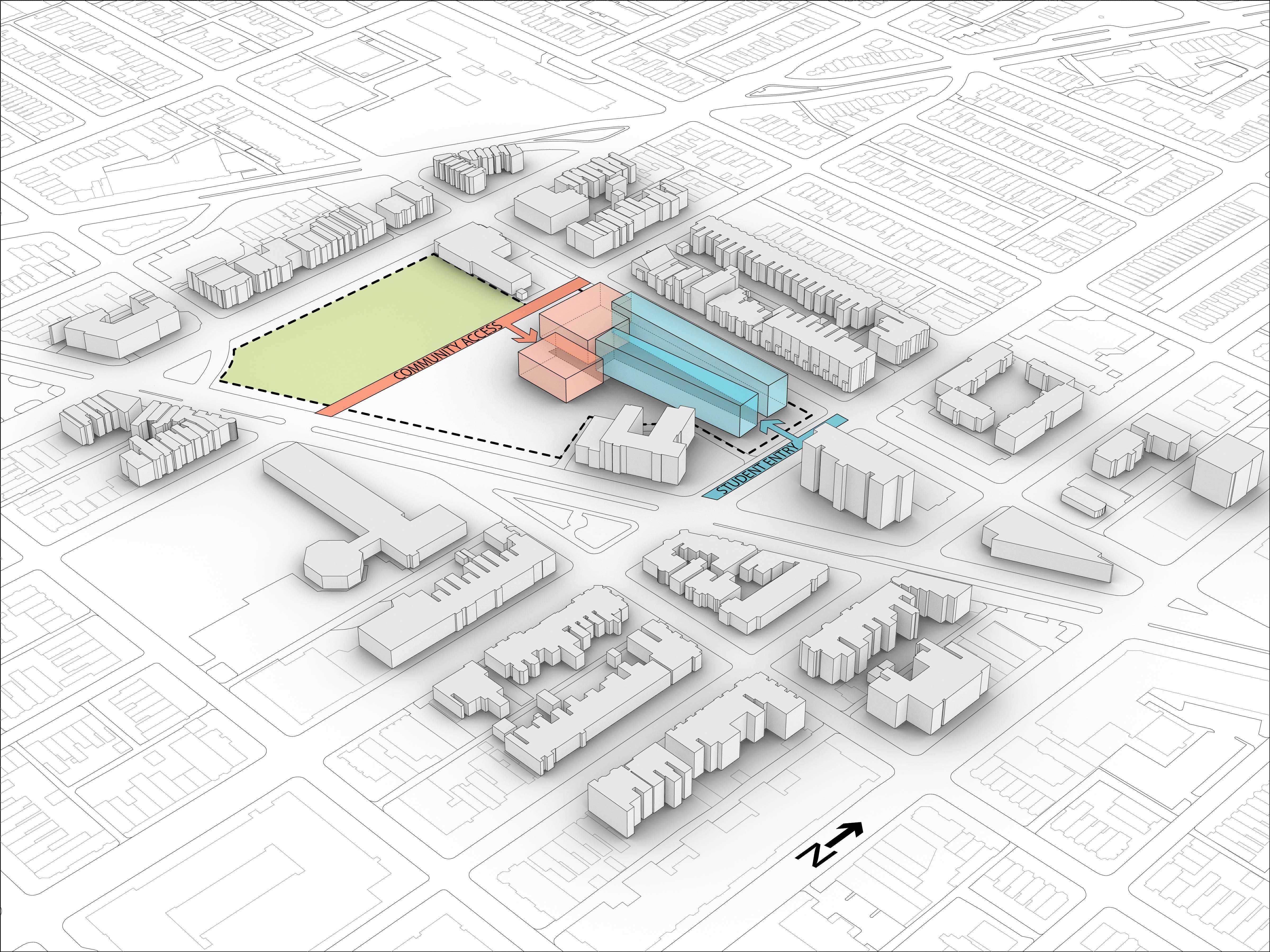 Graphique des étapes de conception nécessaires pour générer le plan de masse du bâtiment.