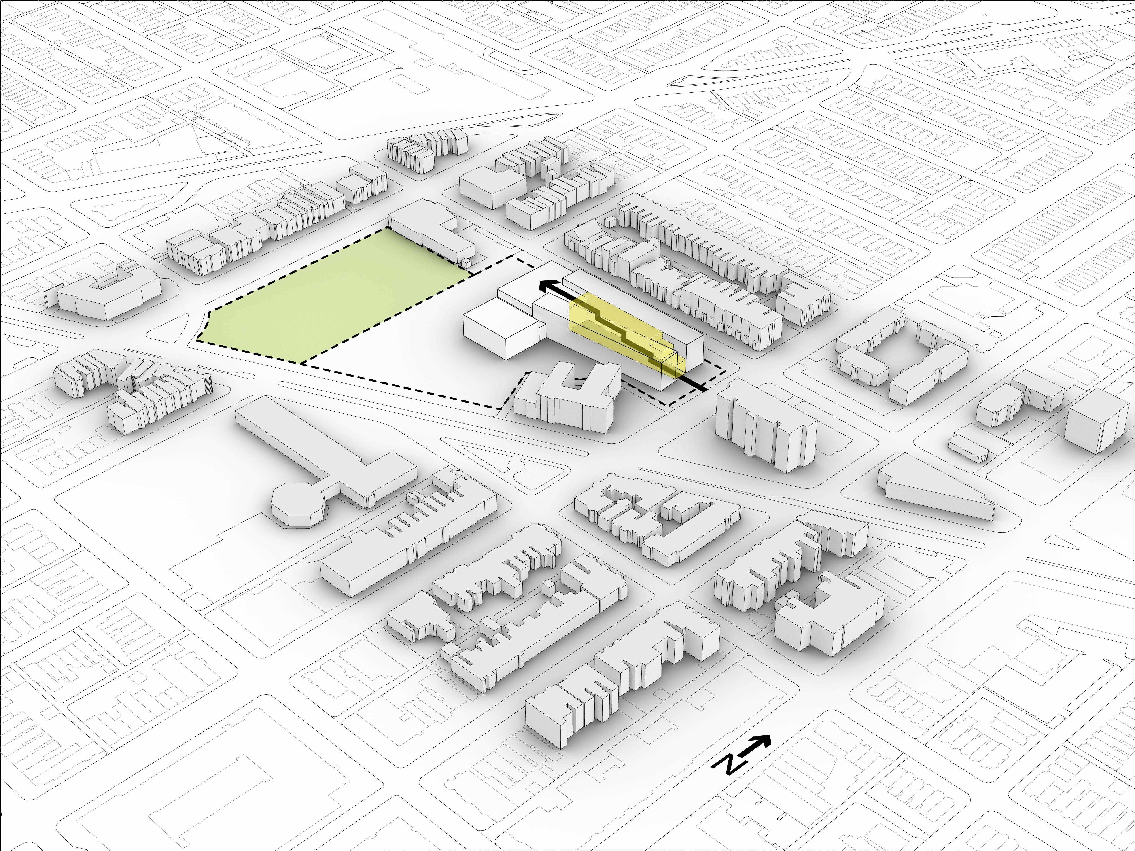 Graphique des étapes de conception nécessaires pour générer le plan de masse du bâtiment.